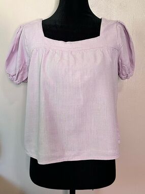 Hayden Pastel Lavender Square Neck Puff Sleeve Top